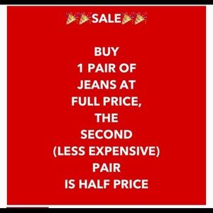👖BOGO Men & Women’s Jeans BUY. 1 GET. 1 half off